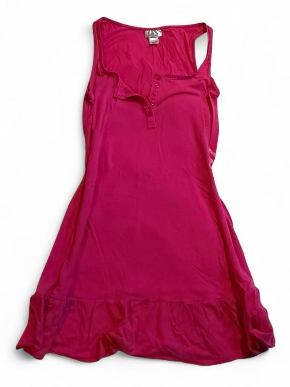 Y2K Mini Pink Ruffle Hem Henley “Kiss & Tell” Night Dress